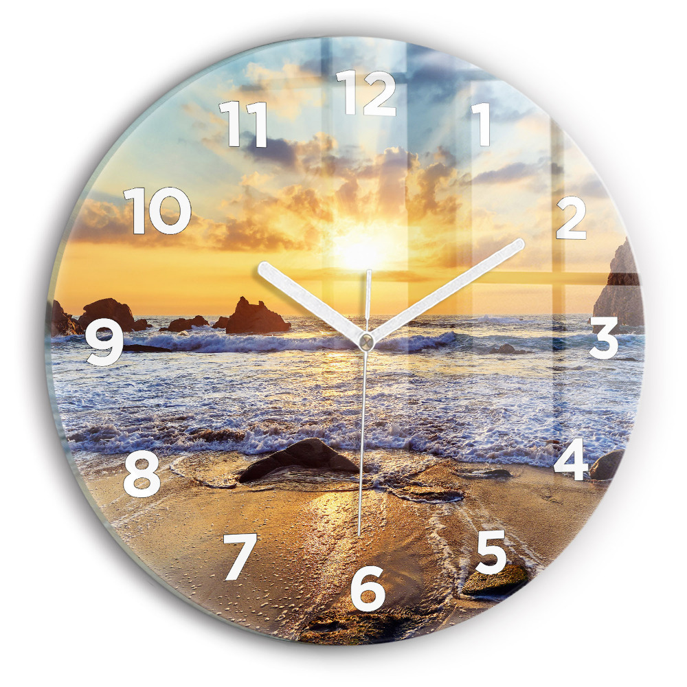 Pendule murale ronde Coucher de soleil sur la plage