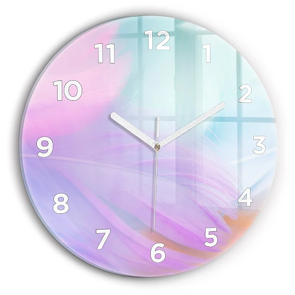 Horloge ronde Plumes colorées