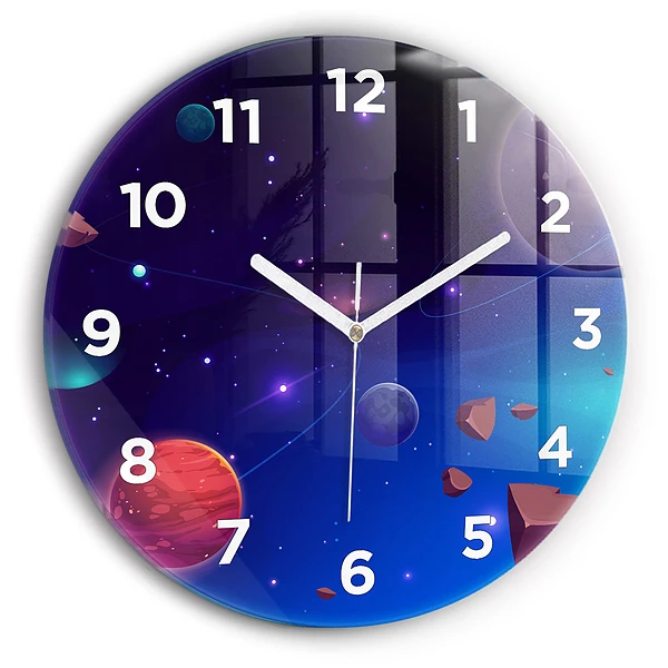 Pendule murale ronde Planètes galaxie