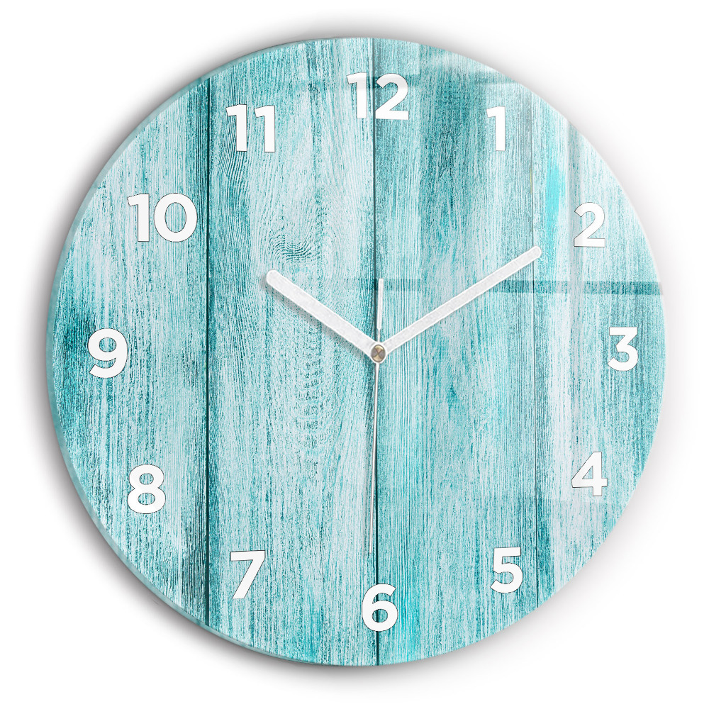 Horloge ronde murale Vieux bois bleu