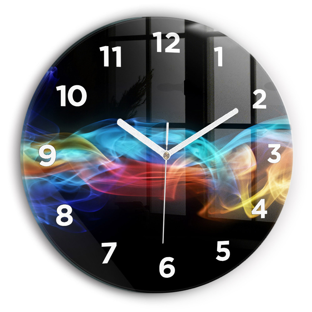 Horloge ronde en verre Lignes abstraites colorées