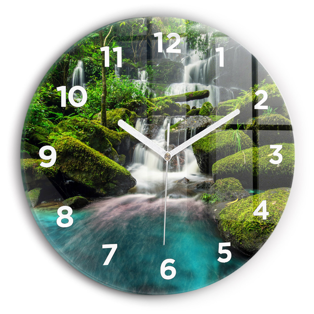 Horloge ronde en verre Chute d'eau en Thaïlande