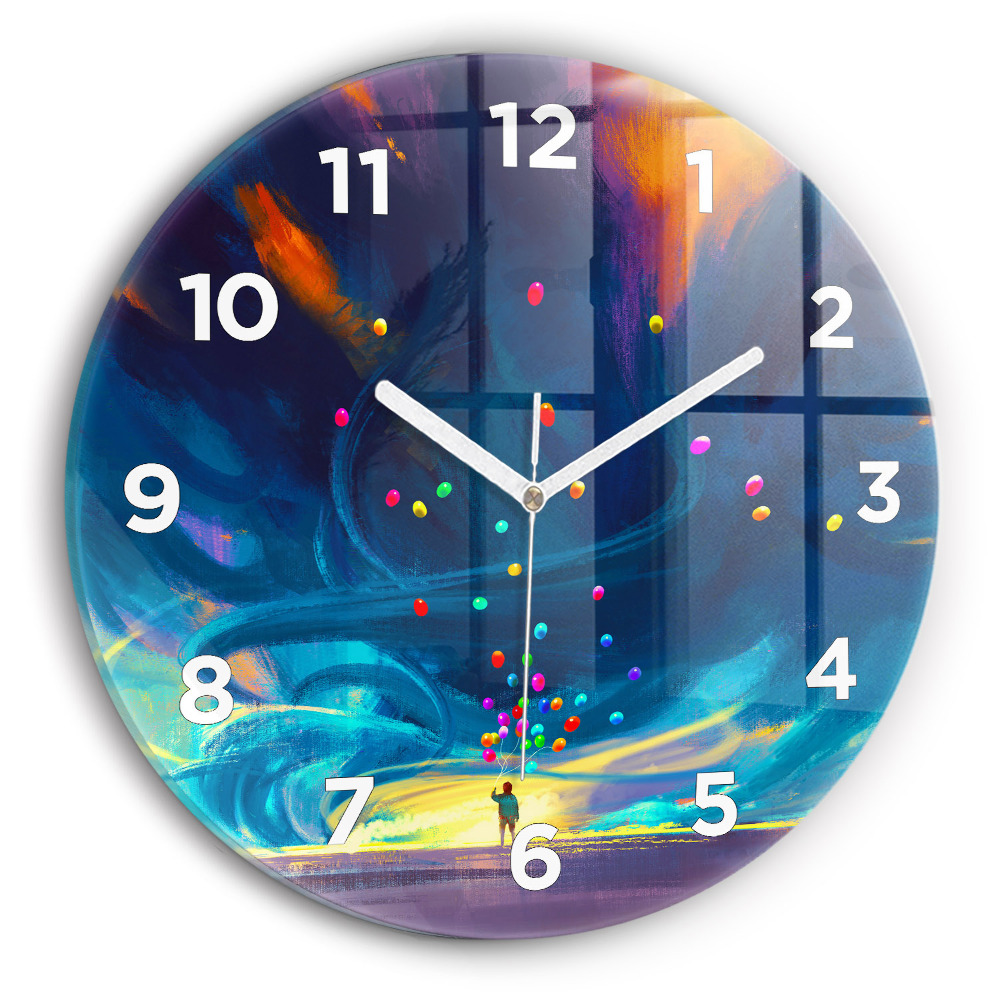Horloge ronde murale Enfant et ballons