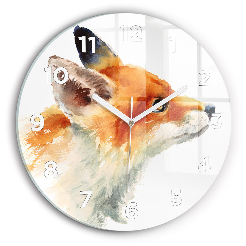 Pendule murale ronde Aquarelle jeune renard