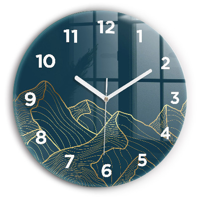 Horloge ronde en verre Croquis de montagnes