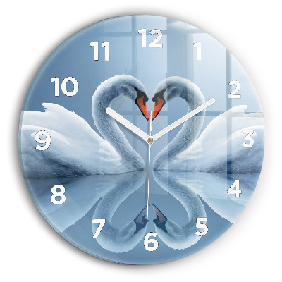 Horloge ronde murale Cygnes dans le coeur