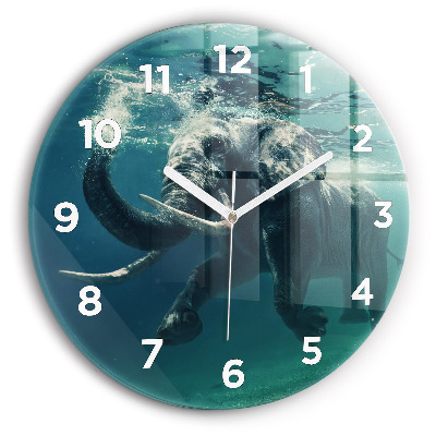 Horloge ronde murale Éléphant flottant dans l'océan