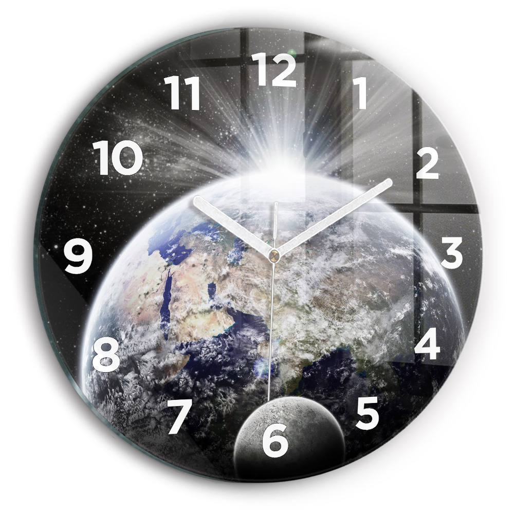 Horloge ronde murale Terre Lune Soleil