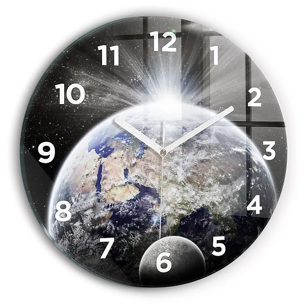 Horloge ronde murale Terre Lune Soleil