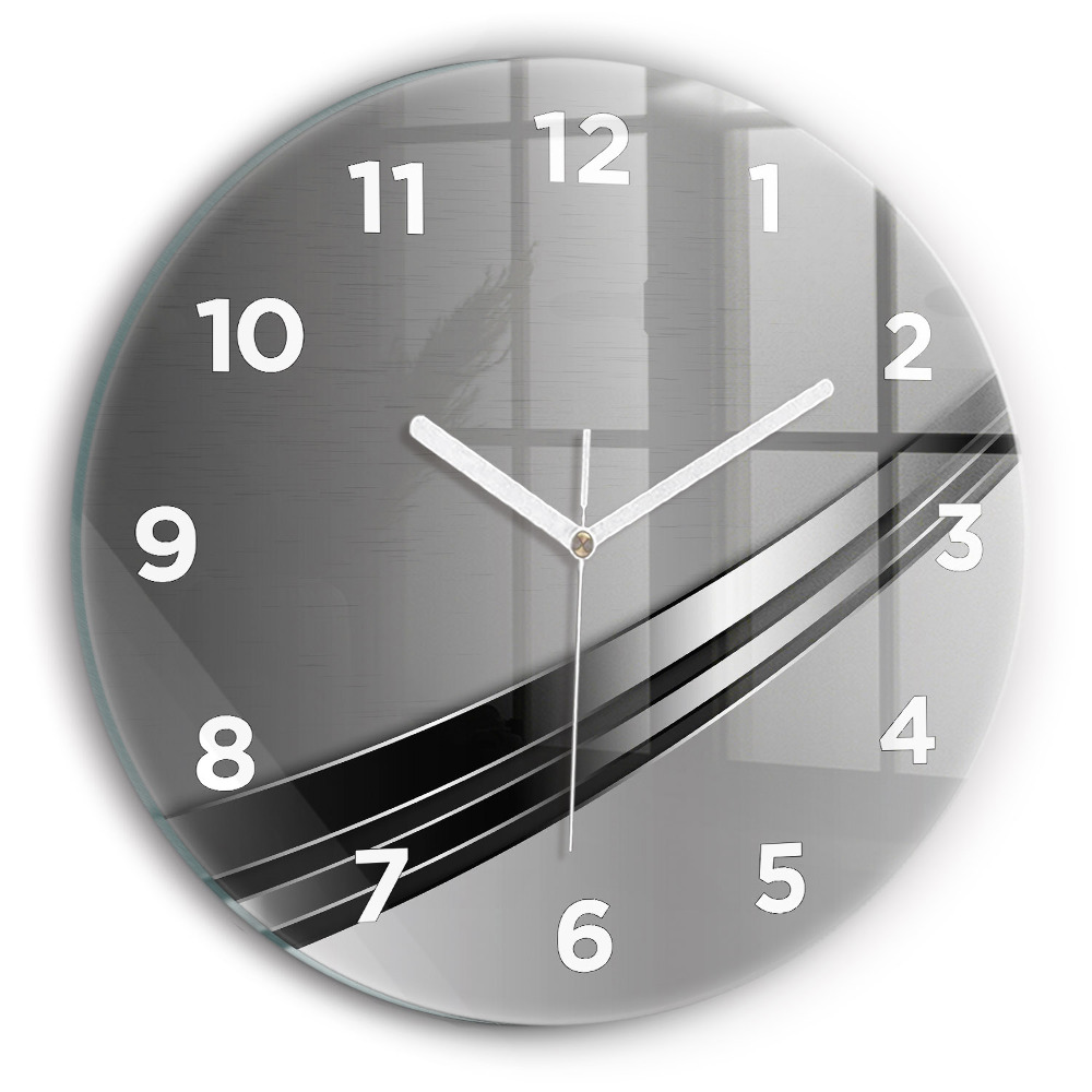 Horloge ronde en verre Lignes argentées