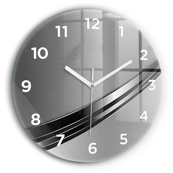 Horloge ronde en verre Lignes argentées