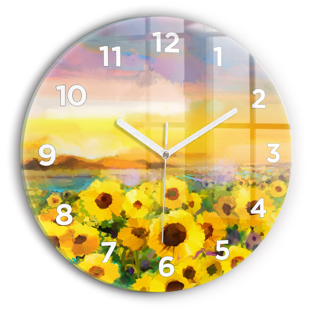 Pendule murale ronde Champ de tournesols