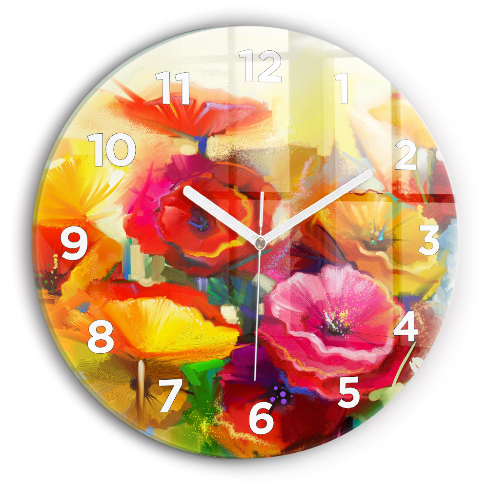 Horloge ronde murale Coquelicots colorés