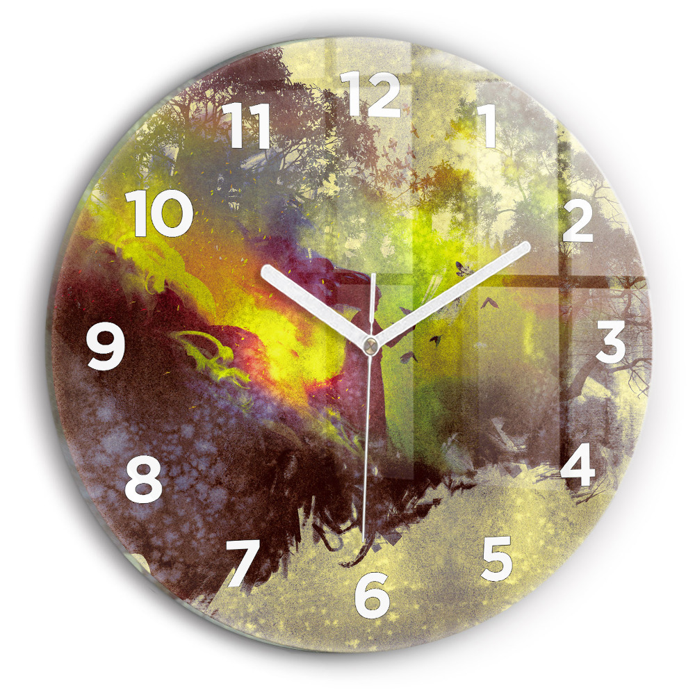 Horloge ronde murale Femme dans la forêt