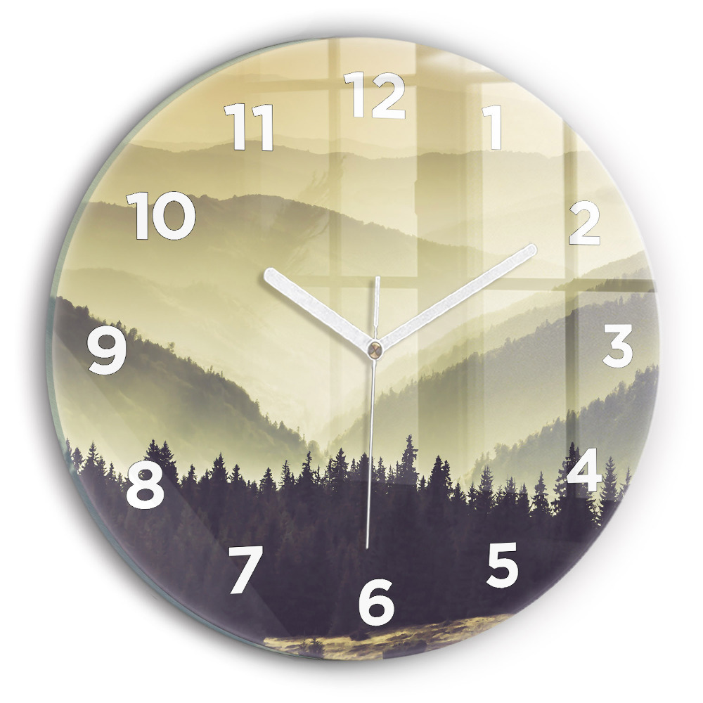Horloge ronde murale Pente de montagne brumeuse