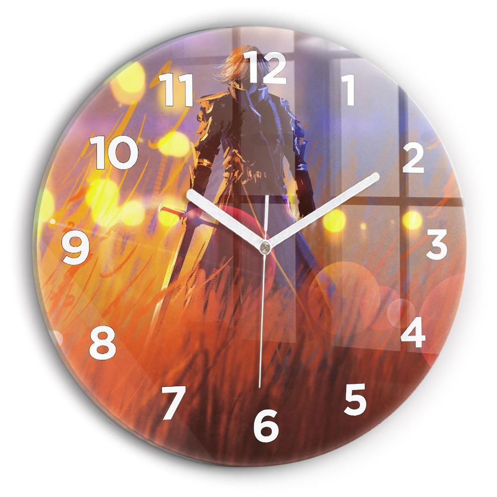 Horloge ronde murale Chevalier avec épée