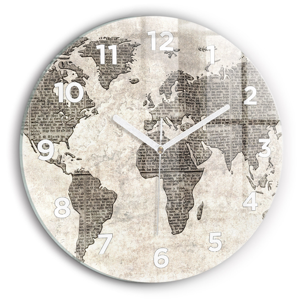 Horloge ronde en verre Journal de la carte du monde