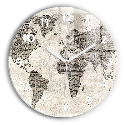 Horloge ronde en verre Journal de la carte du monde
