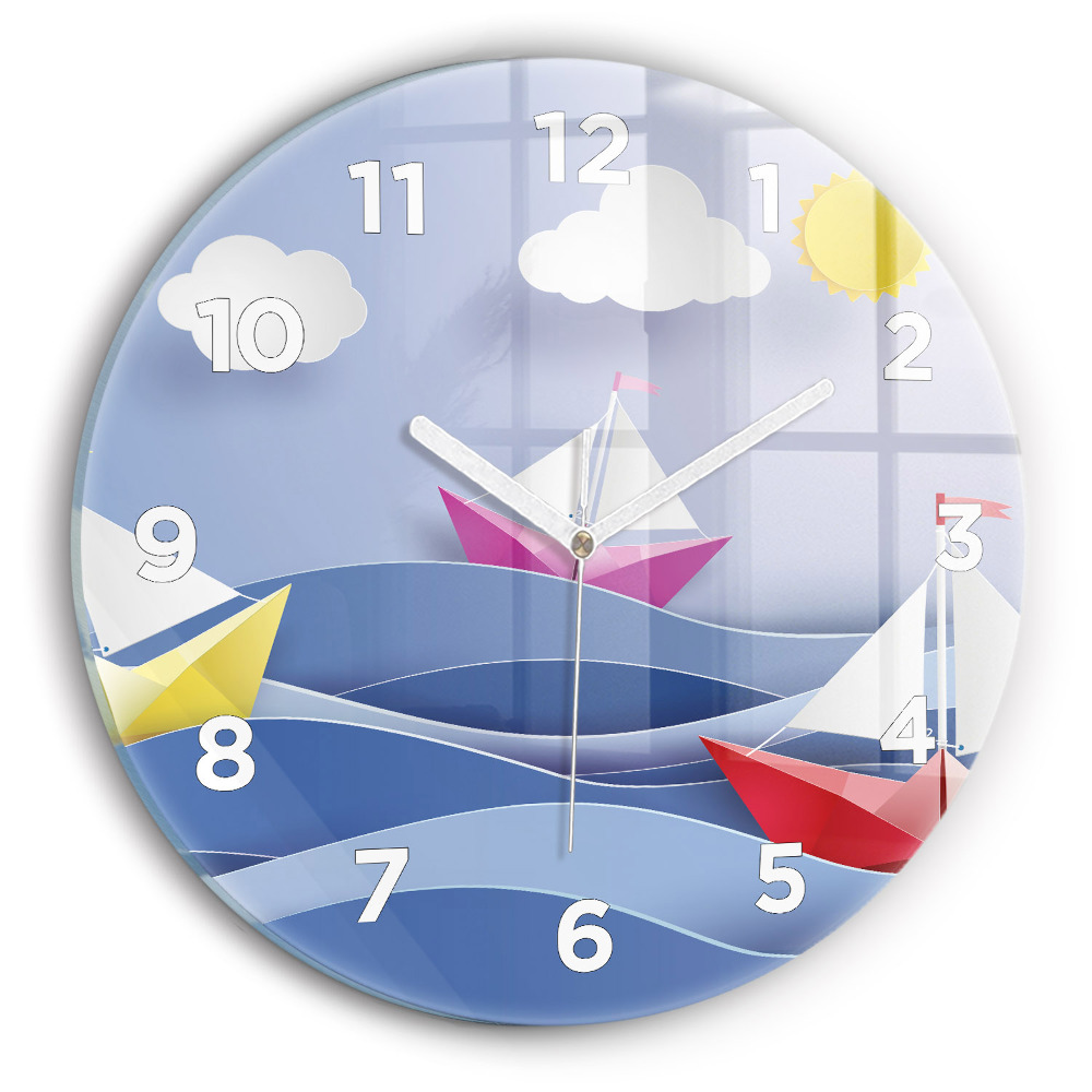 Horloge ronde Voiliers colorés en origami