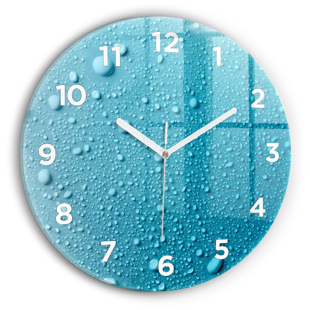 Pendule murale ronde Gouttes d'eau sur verre