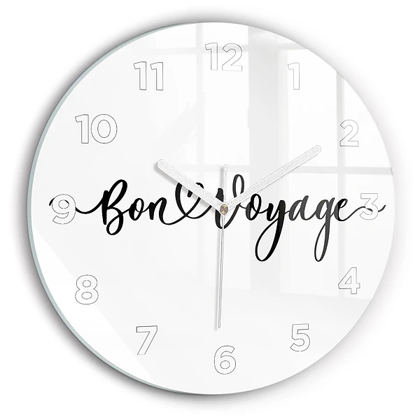 Horloge ronde murale Inscription Bon voyage