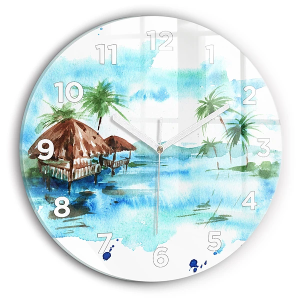 Horloge ronde en verre Image île déserte