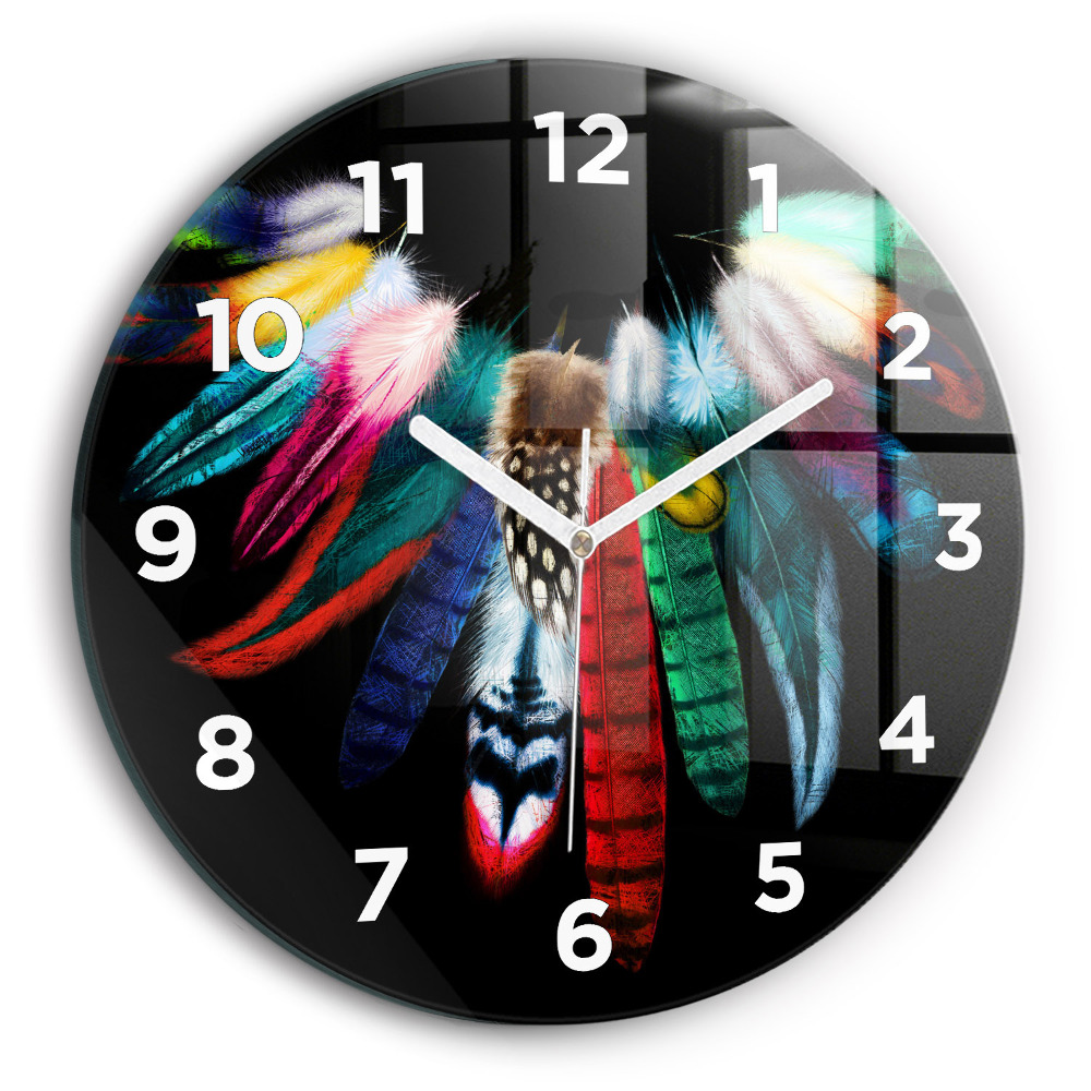 Pendule murale ronde Plumes colorées d'un oiseau