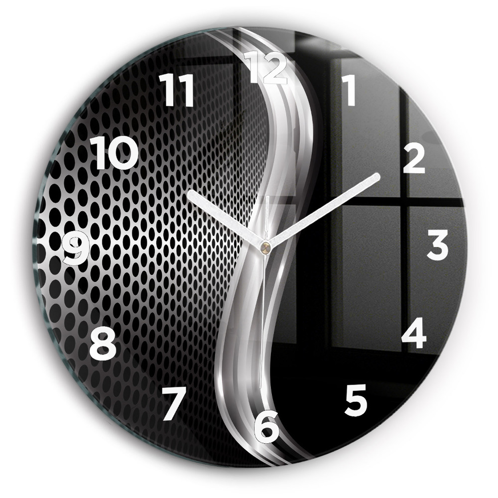 Horloge ronde en verre Abstraction de métal noir