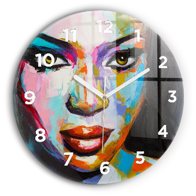 Pendule murale ronde Visage coloré d'une femme
