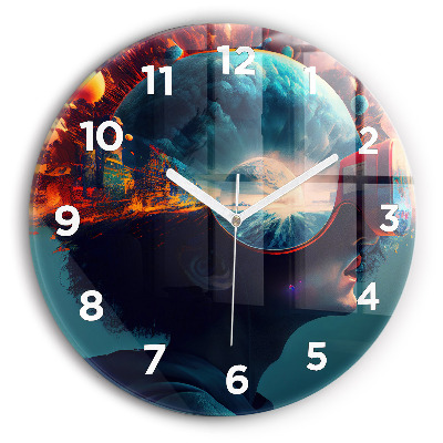 Horloge ronde en verre Monde futuriste
