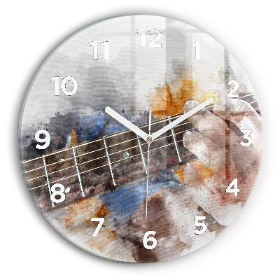 Horloge ronde en verre Graphique d'une guitare