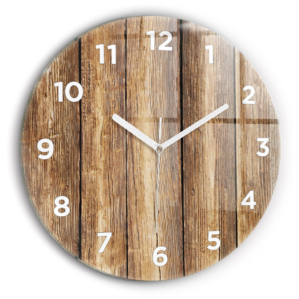 Pendule murale ronde Planches en bois