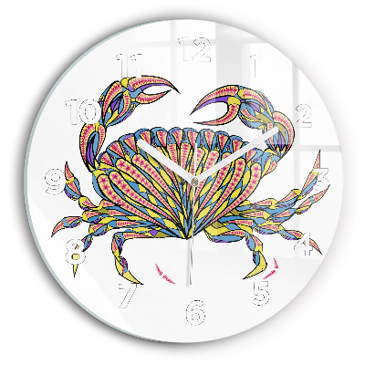 Horloge ronde en verre Crabe ethnique
