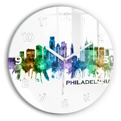 Pendule murale ronde Philadelphie colorée