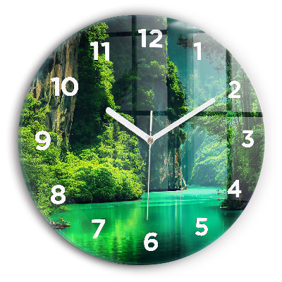Horloge ronde en verre Paysage naturel de Thaïlande