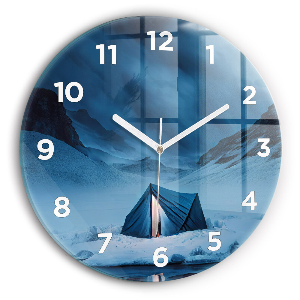 Horloge ronde murale Tente dans les montagnes d'Islande