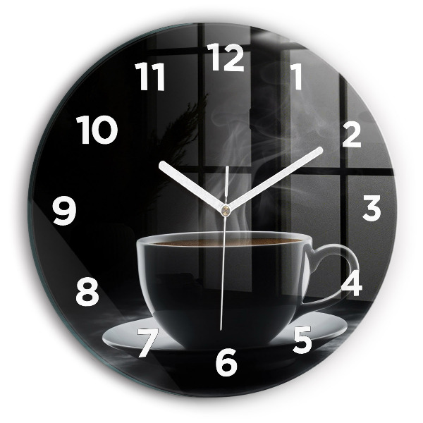 Horloge ronde Tasse de café noir