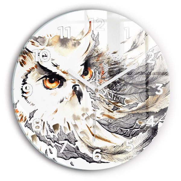 Pendule murale ronde Hibou symbole de sagesse