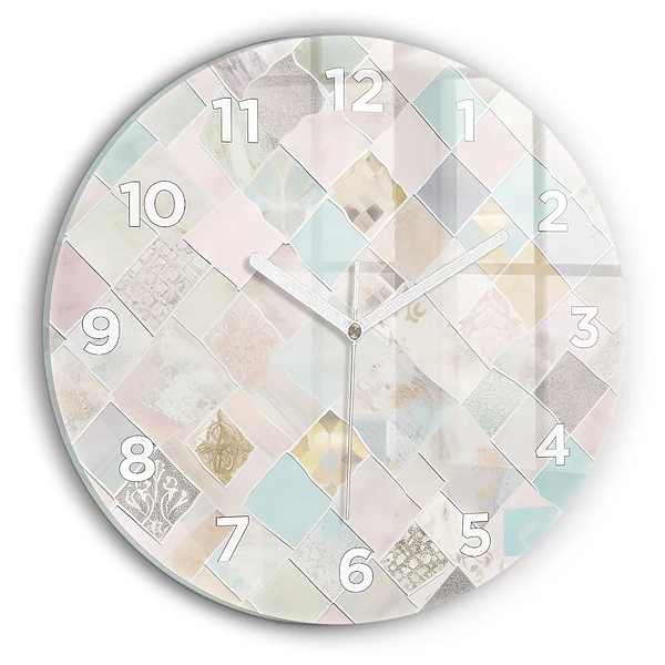 Horloge ronde Tuiles colorées