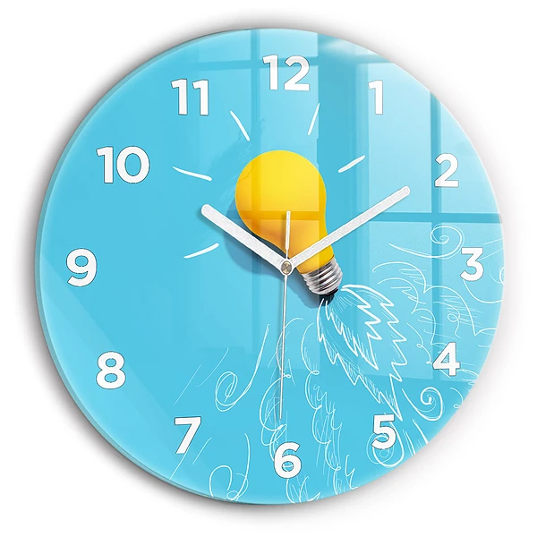 Horloge ronde en verre Dessin d'ampoule