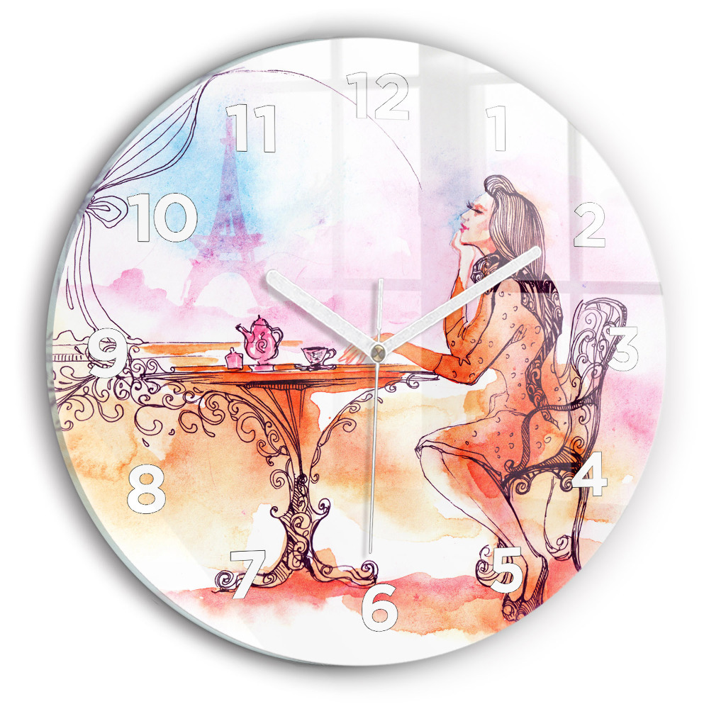 Horloge ronde Femme buvant du thé