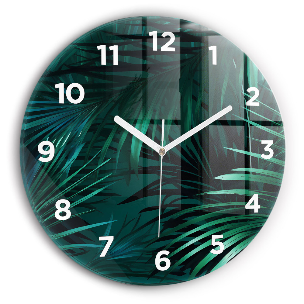 Horloge ronde murale Feuilles tropicales