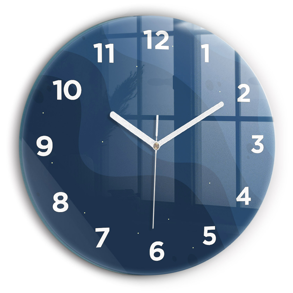 Horloge ronde en verre Vagues bleues