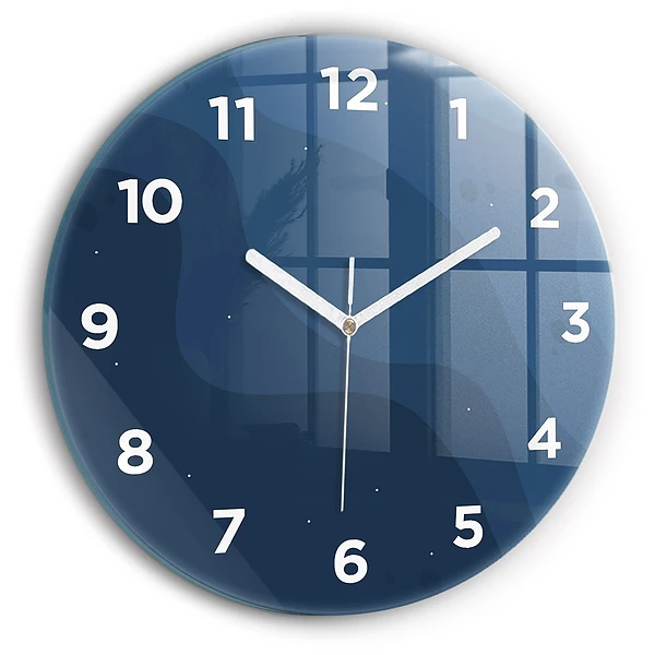 Horloge ronde en verre Vagues bleues