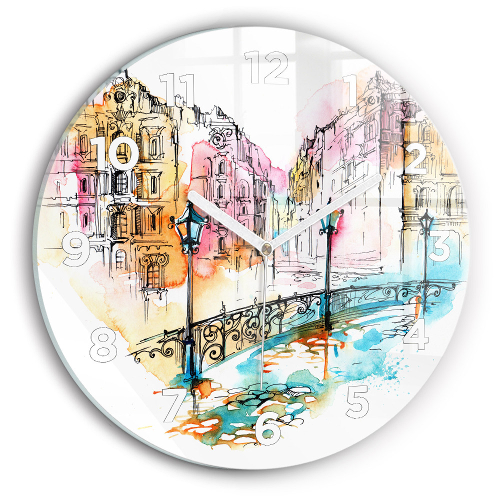 Pendule murale ronde Architecture peinte