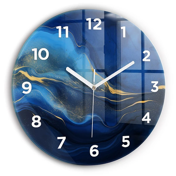 Pendule murale ronde Marbre bleu