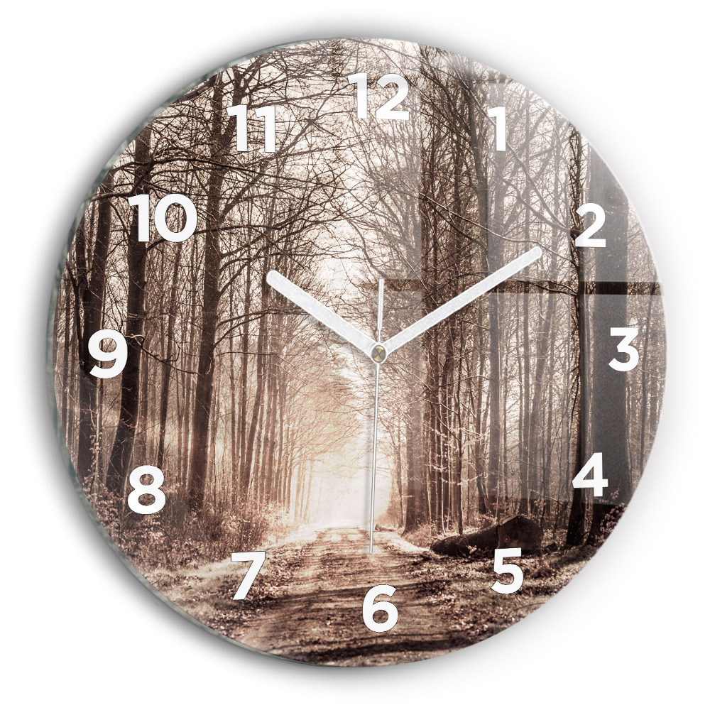 Horloge ronde murale Sentier forestier en sépia
