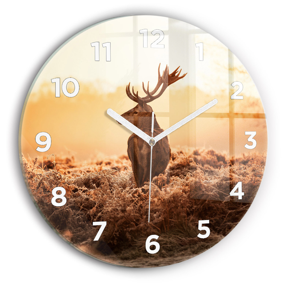 Horloge ronde murale Cerf au lever du soleil