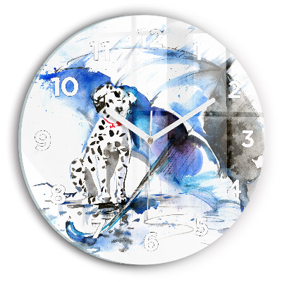 Pendule murale ronde Dalmatien et parapluie