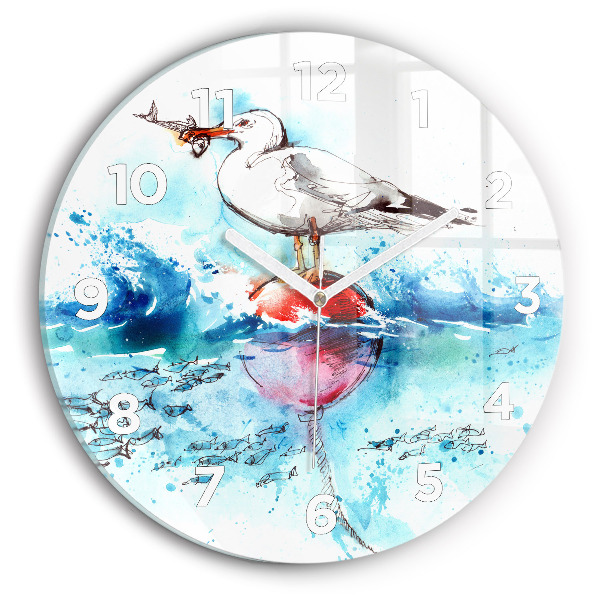 Horloge ronde Mouette peinte